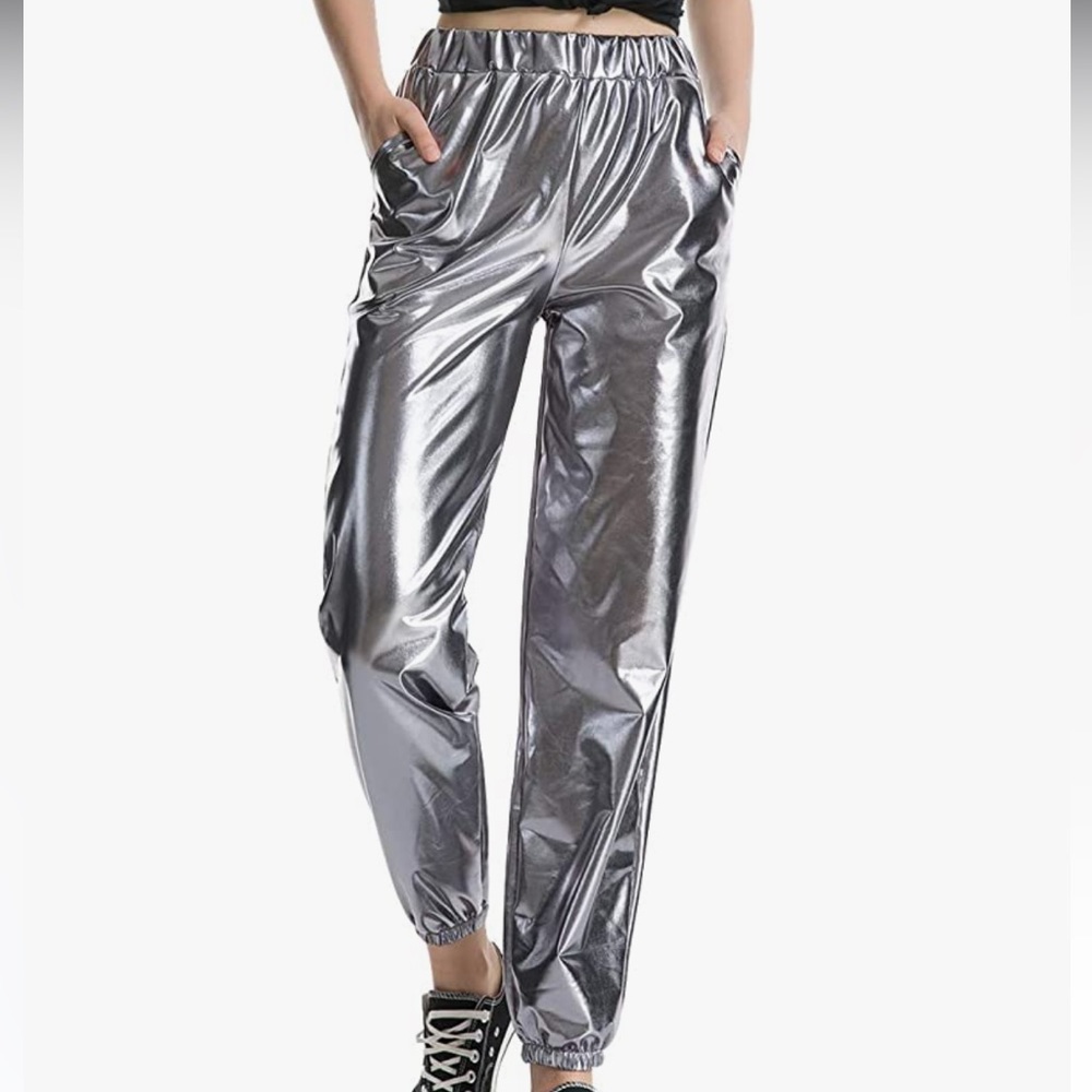 Metallic Silver Pants